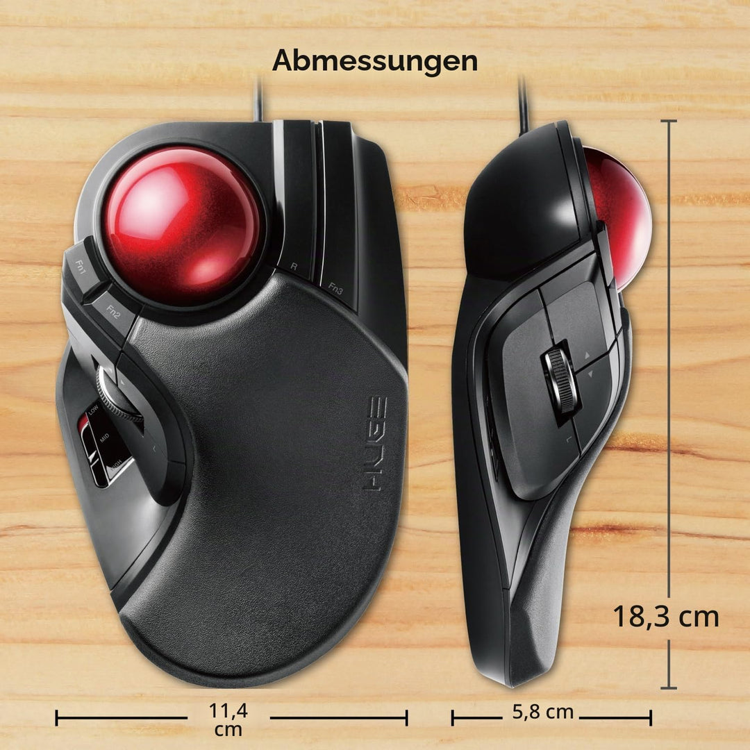 ELECOM Kabelgebundene Fingerbedienung, grosse Trackball-Maus, 8-Tasten-Funktion mit glatter Tracking