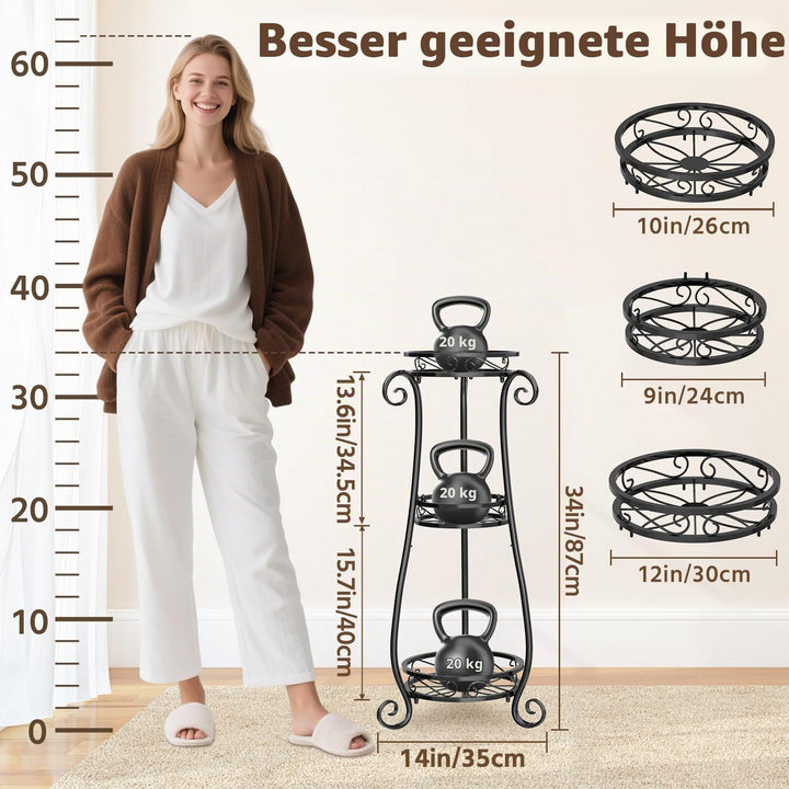 VASZOLA 3 Etagen Metall Pflanzenständer Blumentopfständer, 87cm Pflanzenregal Blumenregal für innen,