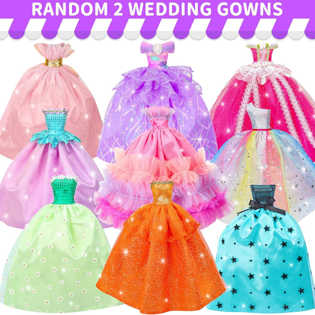 Puppenkleidung Geschenkset für 11,5 Zoll Puppe und Barbie (56-teilig - 2 Hochzeitskleider, 2 Abendkl