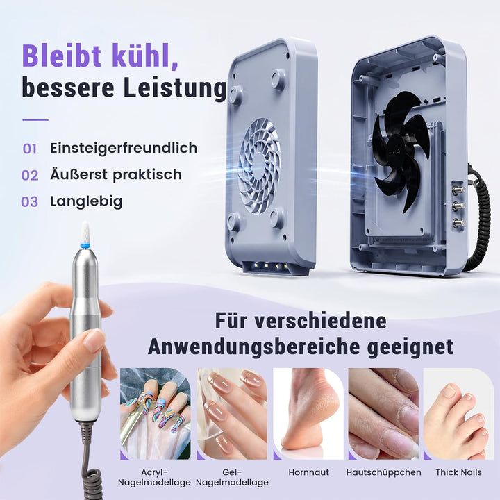 Nail Drill, 3in1 Nagel Fräser Elektrische mit UV-LED &amp; Nagel Staubabsaugung Nagelstaubsauger mit Fil