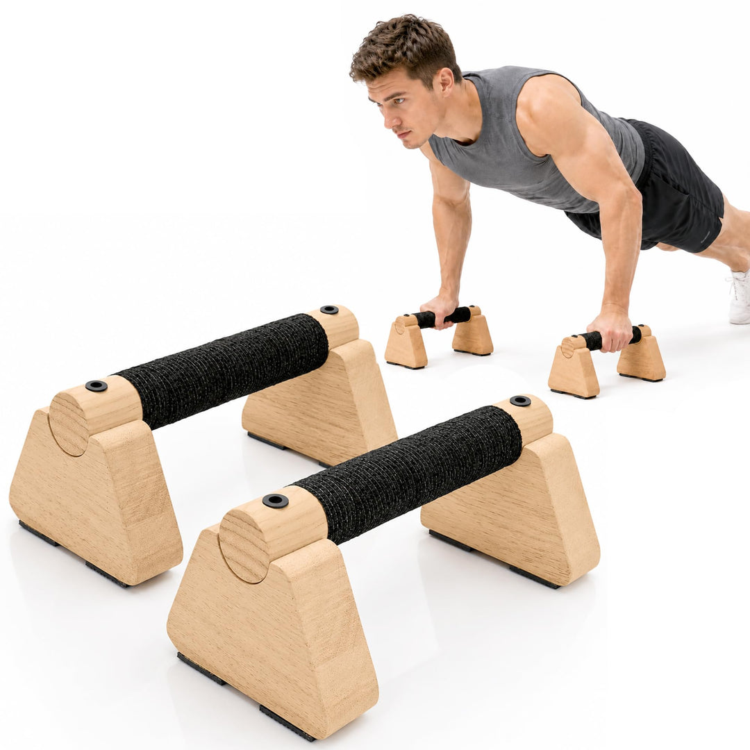 Premium Liegestützgriffe aus Holz – Parallettes für Calisthenics &amp; Krafttraining, Handstand Blöcke &amp;