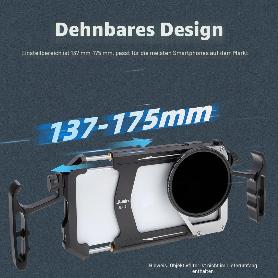 Hersmay Universal Phone Video Rig Kit with Handles + 67mm Thread Filter Adapter Phone Cage for iPhon