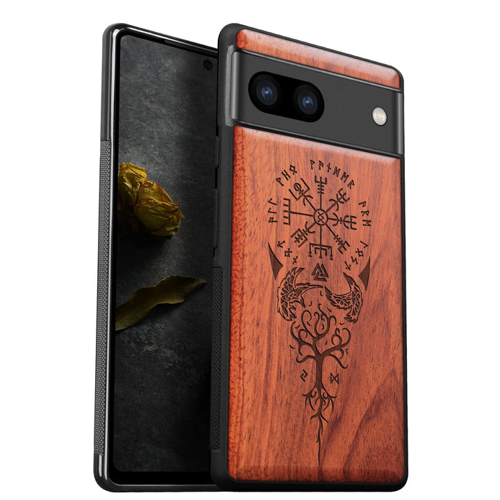 Carveit Holz Handyhülle für Google Pixel 7a Cover [Einzigartiges Design Case] Stossstange hülle Komp