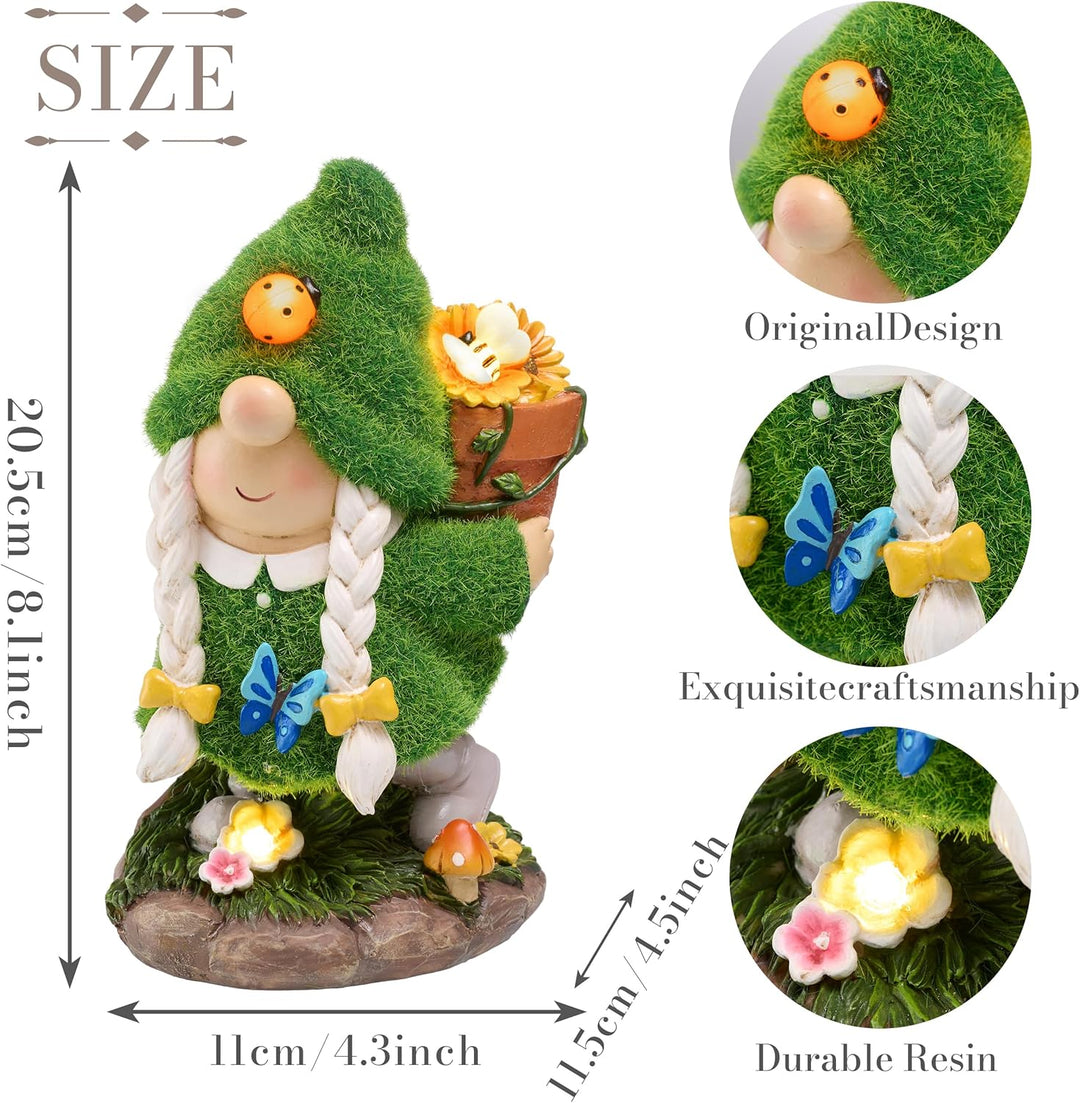 TERESA'S COLLECTIONS Gartenzwerge Gartendeko für Draussen,20cm Wetterfest Figur mit Solarleuchte,Blu