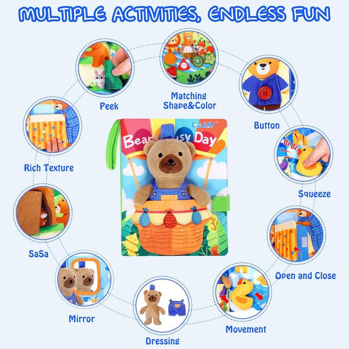 Esjay Busy Book für Kleinkinder ab 1 Jahr, Montessori Spielzeug Bär Busy Board, Activity Buch Quiet