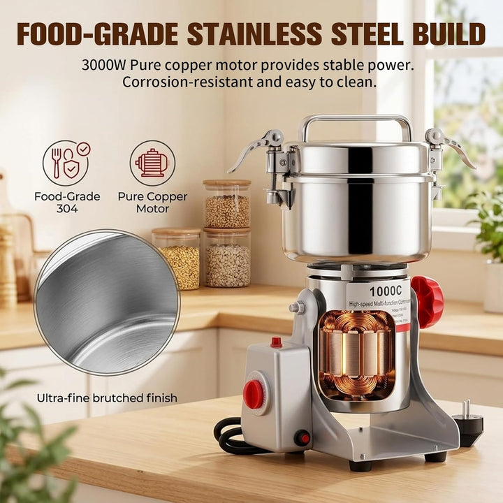 Tragbare Getreidemühle 220 V, 1000g Elektrische Getreidemühle, Superfein Edelstahl Mühle, Hochgeschw