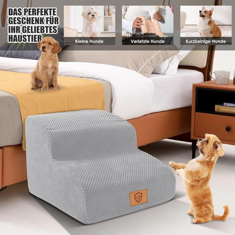 Myiosus Hundetreppe 2 Stufen, Tragbar Haustiertreppe aus Hochdichtem Schwamm für Kleine Hunde, Dog S