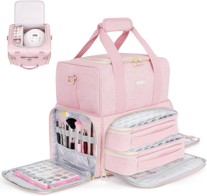 Nagellack Organizer Tasche,Doppelschichtige Nagellack Aufbewahrung Tasche für 80 Flaschen (15 ml) un