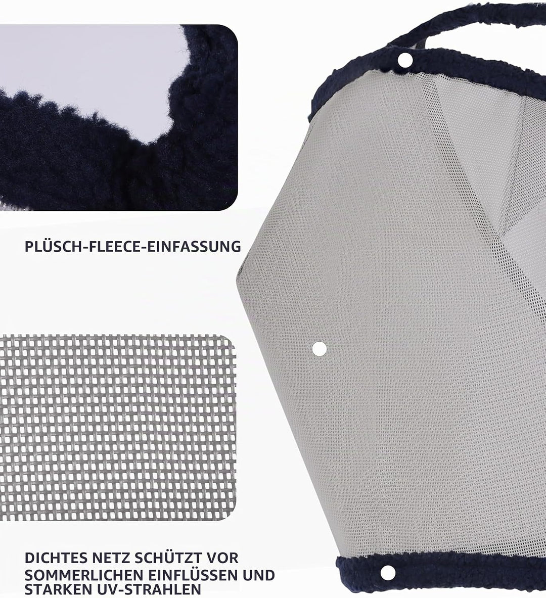 Harrison Howard Fliegenmaske aus Netzstoff, UV-Schutz, mit Fleece-gepolstertem Rand, Grau, Grösse L