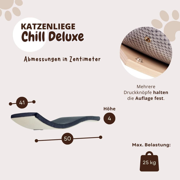 Dezain® Pet - Katzenliege Chill Deluxe von Cosy and Dozy - Katzenbrett aus Holz (Ahorn) – mit Auflag