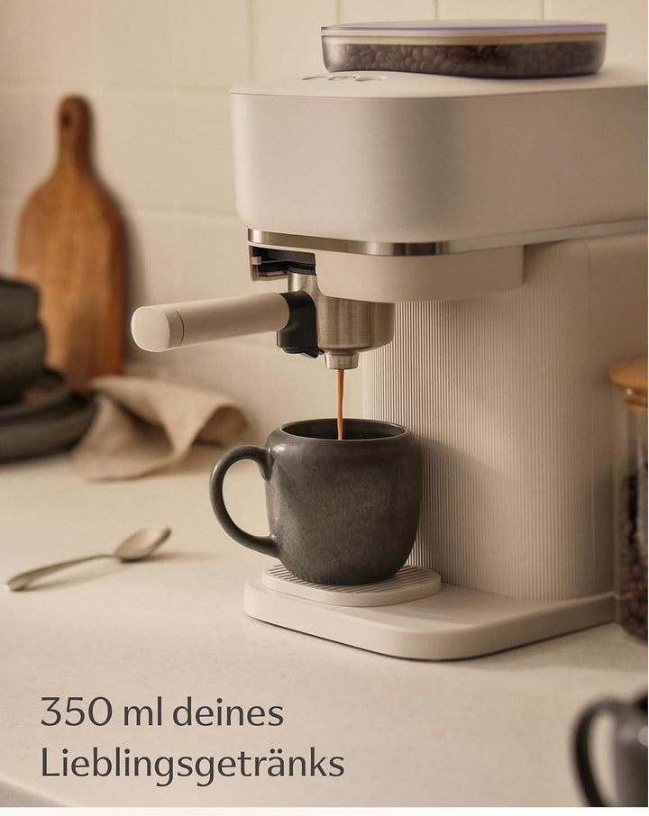 Cosumy 4er Kaffeetassen Set Schwarz – 350 ml Kaffeebecher – Dickwandiges Steingut Geschirr, das Lang