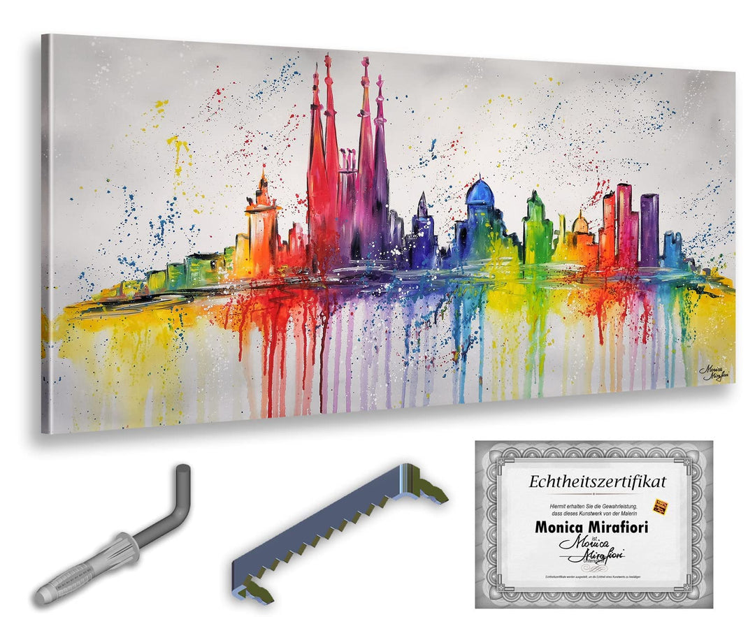Monica Mirafiori I 100% HANDGEMALT I Gemälde Barcelona I 100x50cm | Gemälde Handgemalt | Acrylgemäld