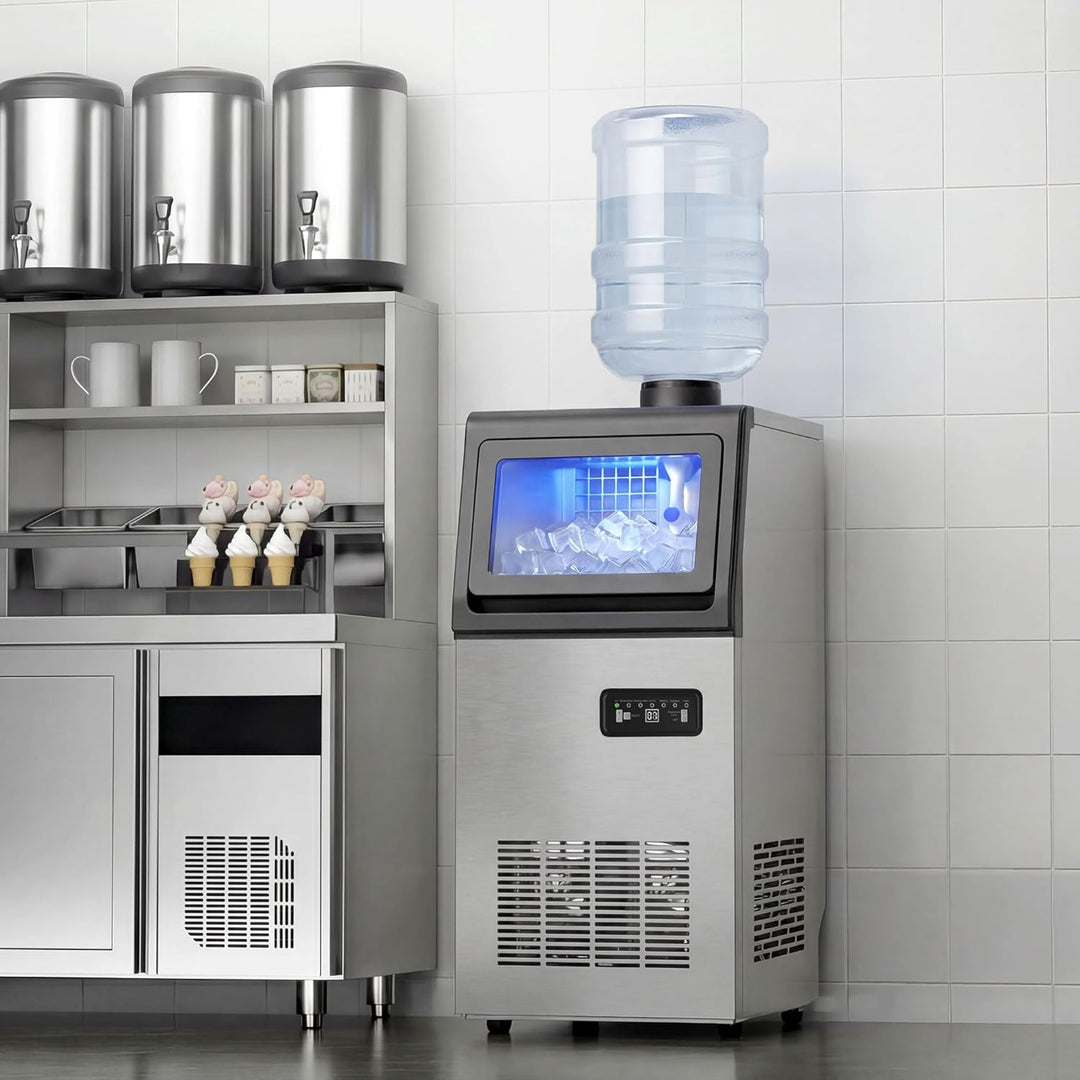 HOMCOM Kommerzielle Eiswürfelmaschine 45kg/24H selbstreinigend Eismaschine mit 7,5 kg Speicher, Time