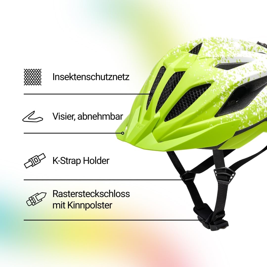 KED Street Jr. Pro Kinder Fahrrad Helm matt grün/weiss 2023 S (49-55cm), S (49-55cm)
