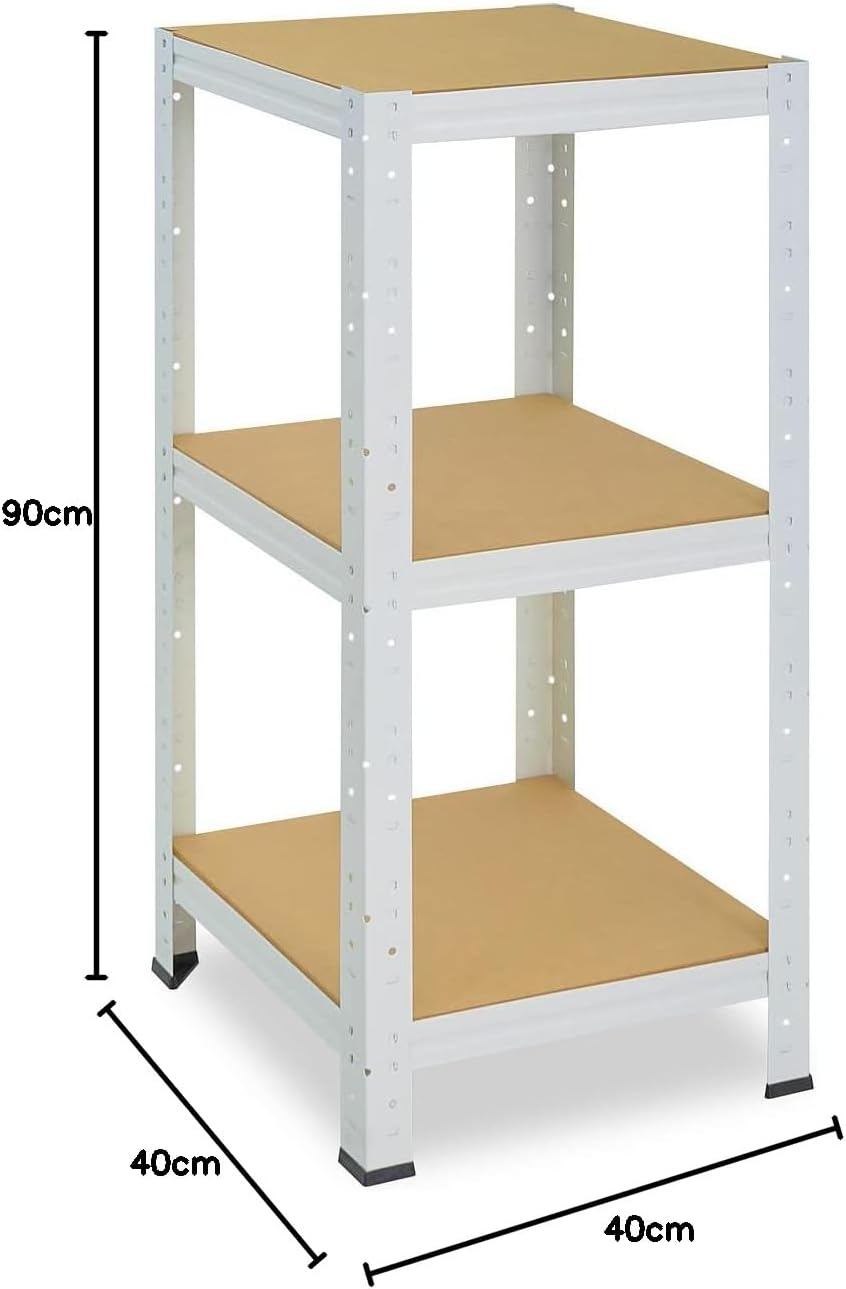 shelfplaza® 90x40x40cm Home Schwerlastregal weiss/Metallregal mit 3 Böden/Kellerregal Metall, Garage