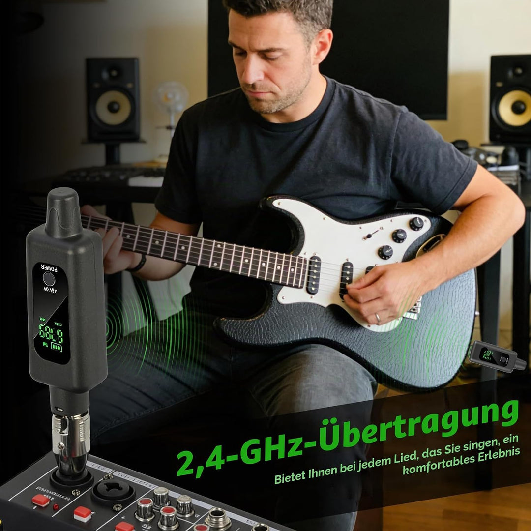 CISSIYOG 2,4 GHz Funkmikrofonsystem, XLR Mikrofon Sender Empfänger, 8 Stunden, 164-Fuss für Kondensa