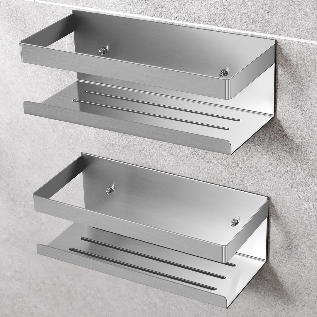 UUlioyer Duschablage ohne Bohren, Duschregal aus Edelstahl SUS304, 2 Stück Badezimmer Regal Organize