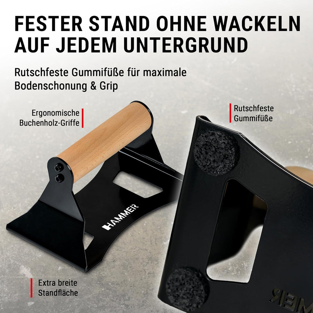 HAMMER Liegestützgriffe NorsK, 2er Set, Push Up Bars Buchenholz, rutschfest, ergonomische Griffhöhe,