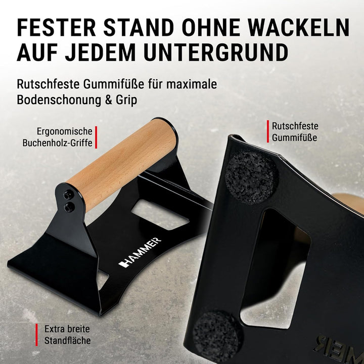 HAMMER Liegestützgriffe NorsK, 2er Set, Push Up Bars Buchenholz, rutschfest, ergonomische Griffhöhe,