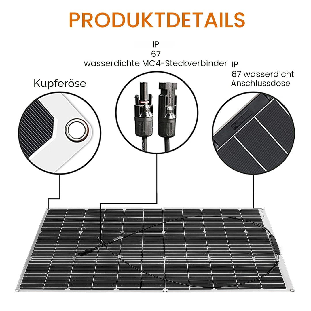 400W 12V Flexibel Solarpanel 4x100W 18V Monokristalline Photovoltaik Solarmodule für Batterien, Wohn