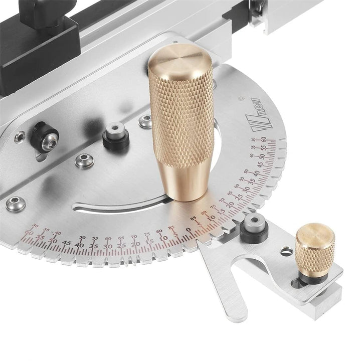 ZDYNASTY Gehrungslehre Winkelanschlag für Tischsäge - 450mm T-Schiene, Messing-Führungsknopf- Unverz