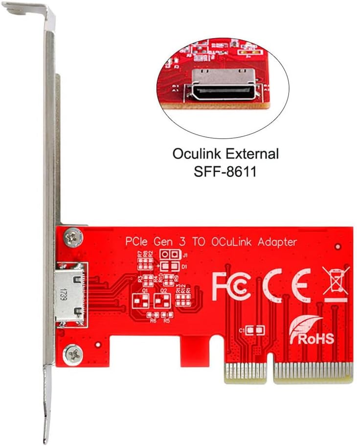 xiwai PCI-E 3.0 Express 4.0 x4 zu Oculink Externer SFF-8612 SFF-8611 Host-Adapter für PCIe SSD mit H