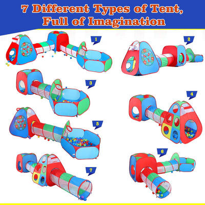 STLOVe® Spielzelt Kinderzelt Angepasst Babyzelt mit krabbeltunnel(Ohne Bälle) 5 in 1Bällebad Pop-Up