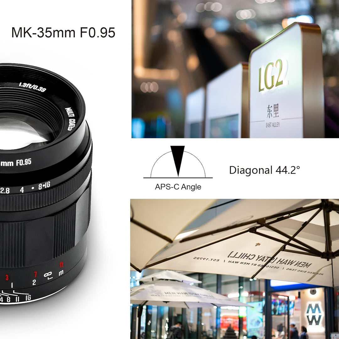 Meike 35 mm f0.95 grosser manueller Fokus Prime Festobjektiv APS-C kompatibel mit Canon EFM Mount sp