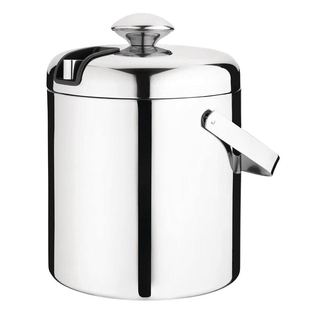 Olympia Eiskübel mit Deckel und Zange, 1,23 Liter, Edelstahl, hochglanzpoliert, Schwenkgriff, integr