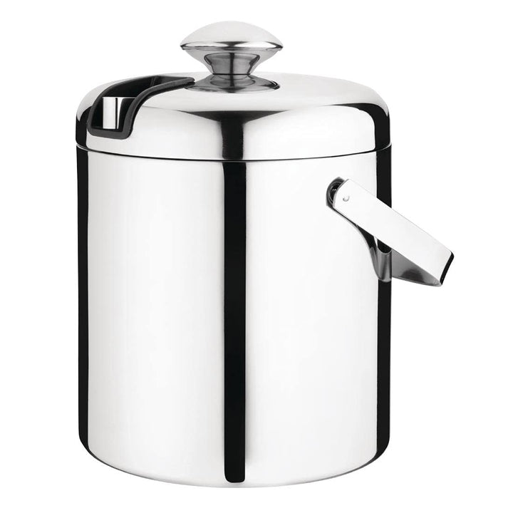 Olympia Eiskübel mit Deckel und Zange, 1,23 Liter, Edelstahl, hochglanzpoliert, Schwenkgriff, integr