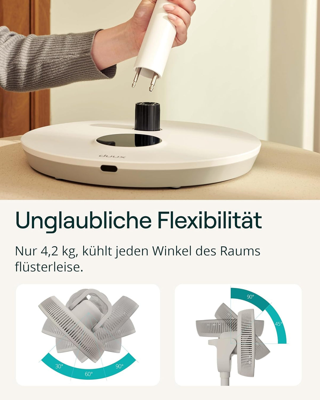 Duux Whisper Flex 2 Smart Ventilator – flüsterleise 13 dB – Nachtmodus & Timer – höhenverstellbar (5