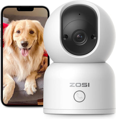 ZOSI 2K WLAN Überwachungskamera Innen, 360° Schwenkbare Kamera Indoor für Baby, 2,4/5Ghz WiFi, KI Pe