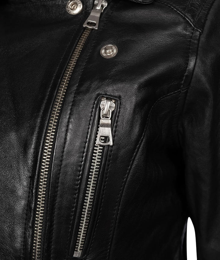 Rock Creek Damen Lederjacke echt Leder Jacke D-490, XS Schwarz