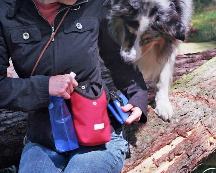 Prima-Bag inkl. verstellbarem Bauchgurt (Leckerlitasche/Leckerlibeutel/Futtertasche) in Rot, Rot