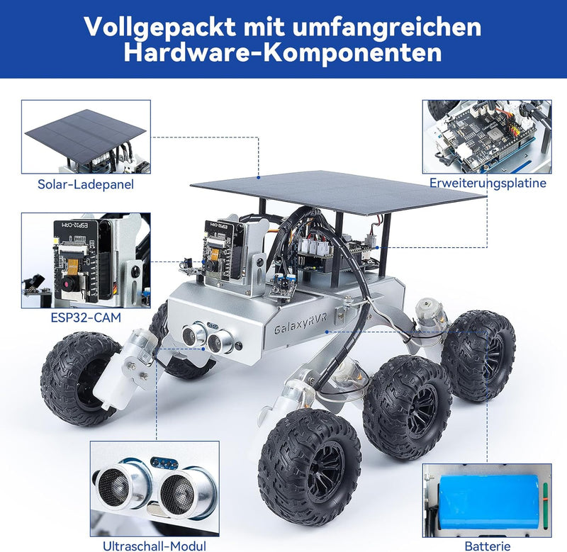 SUNFOUNDER GalaxyRVR Mars Rover Kit, Smartes Video-Roboterauto-Kit kompatibel mit Arduino mit ESP32