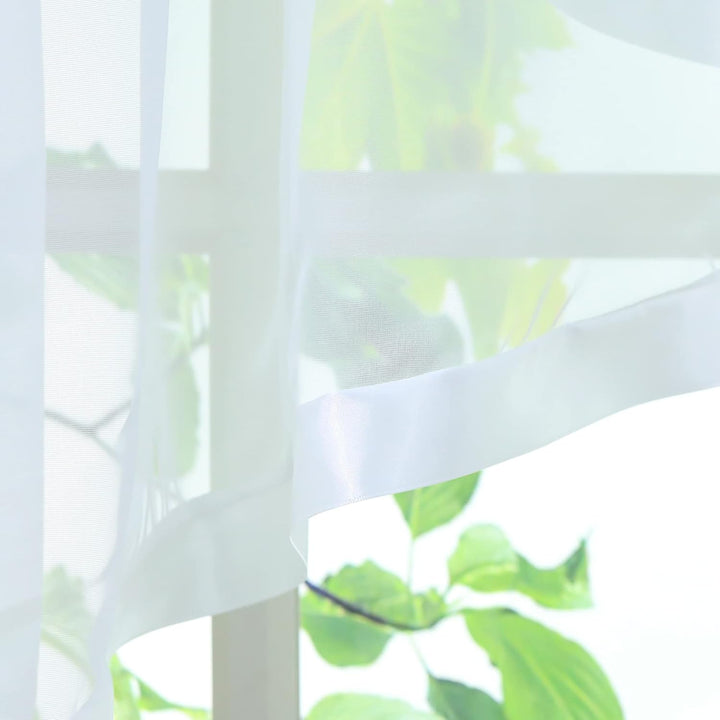 HongYa Kräuselband Kuvertstore Transparenter Voile Gardine mit Satinbänder H/B 160/400 cm Weiss H/B:
