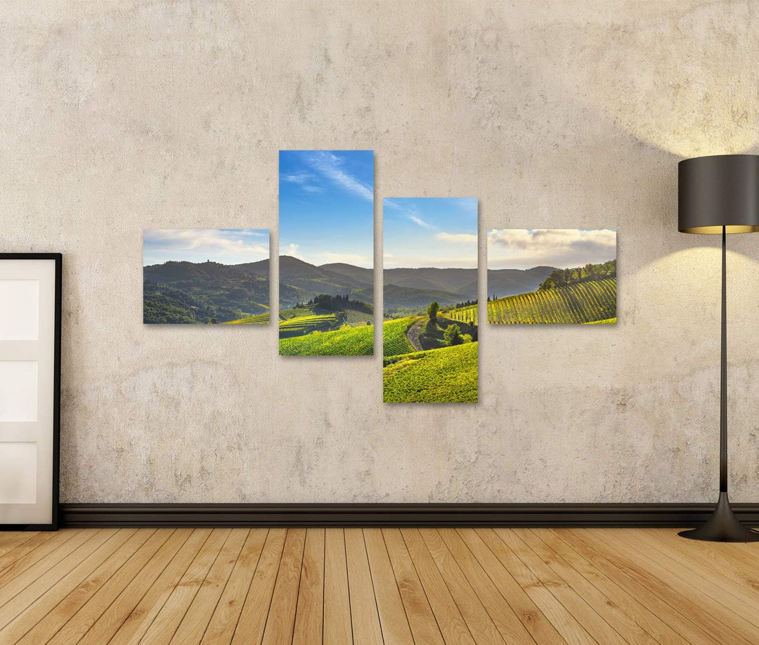 islandburner Bild auf Leinwand Radda Chianti Weinberg Panorama Sonnenuntergang Toskana Italien Herbs