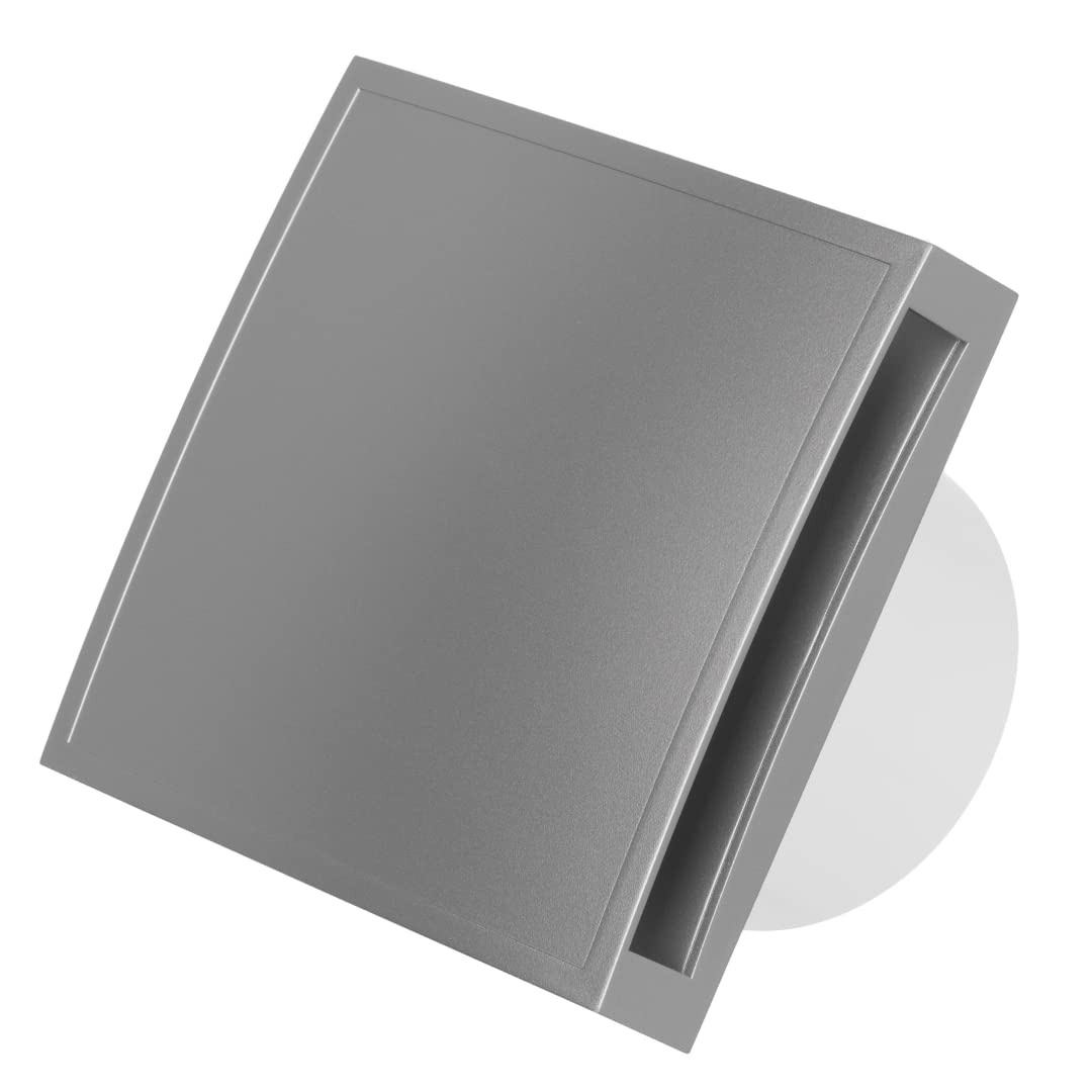 EUROPLAST Ø 100mm Silber Bad-Lüfter mit Front, Leise Ventilator Lichtschalter-Aktivierung, Ø 100mm S