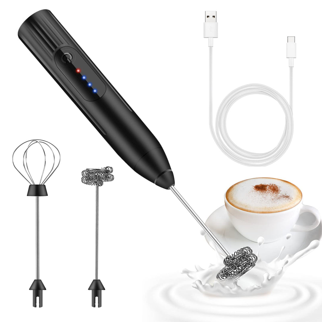 Milchaufschäumer Elektrisch Stab,USB Wiederaufladbar Milchschäumer, Melektrischer Schneebesen 3 Ein