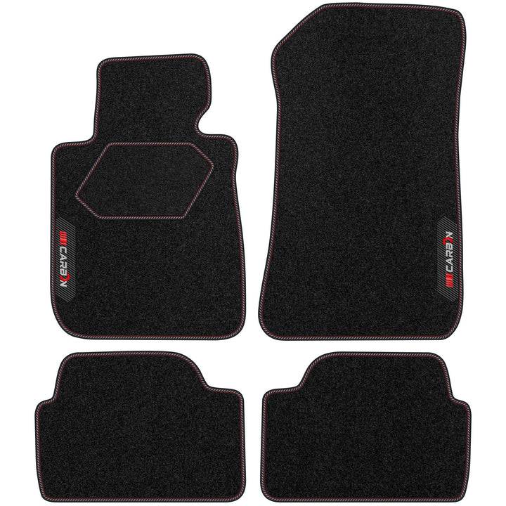 MOTOS Personalisierte Velours-Fussmatten Carbon Series passend für BMW 1er E87 2004-2011 - Premium,