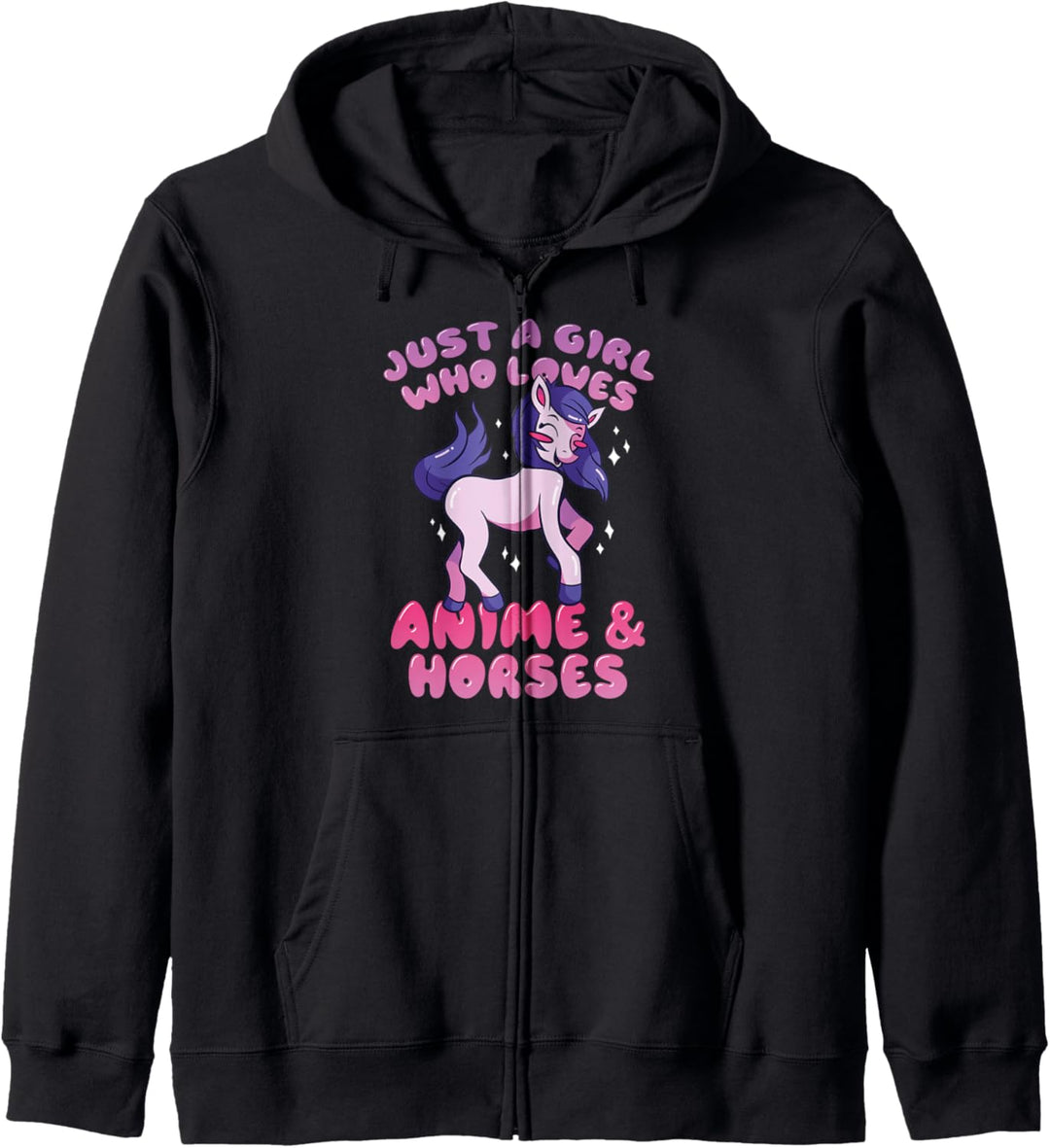 Just a Girl Who Loves Anime and Horses Süsses Motiv Kapuzenjacke