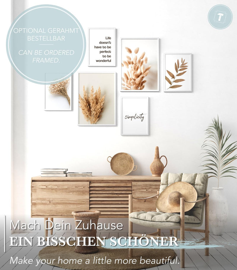 Papierschmiede® Mood Poster Set Getreide, Deko Bilder Wohnzimmer, 2x 30x40 cm und 4x 21x30 cm, Home