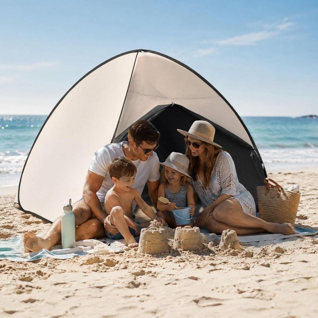Pop Up Strandmuschel Automatisches Strandzelt – Windfestes Wurfzelt inkl. Heringe & Tragetasche (Bea