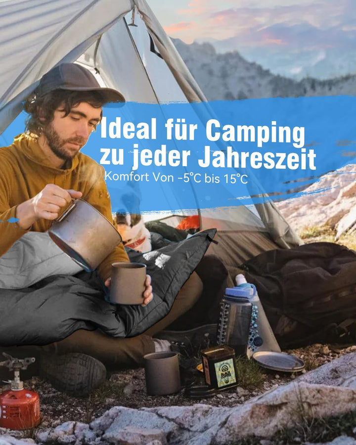 Schlafsack 3-4 Jahreszeiten, Outdoor Wasserdicht Ultraleicht Deckenschlafsack mit Innentasche für Er