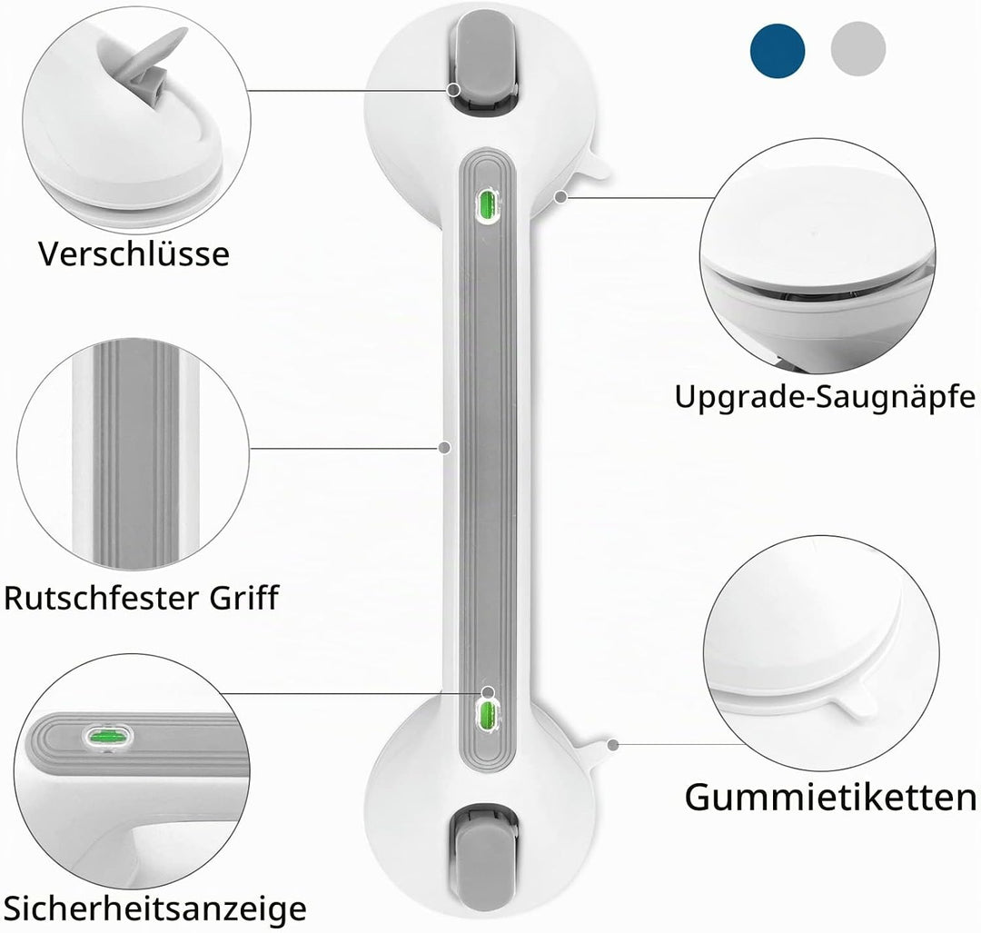 Newthinking Haltegriff Dusche mit Saugnapf, Haltegriffe für Senioren,Grau | Haltegriff mit Saugnapf,