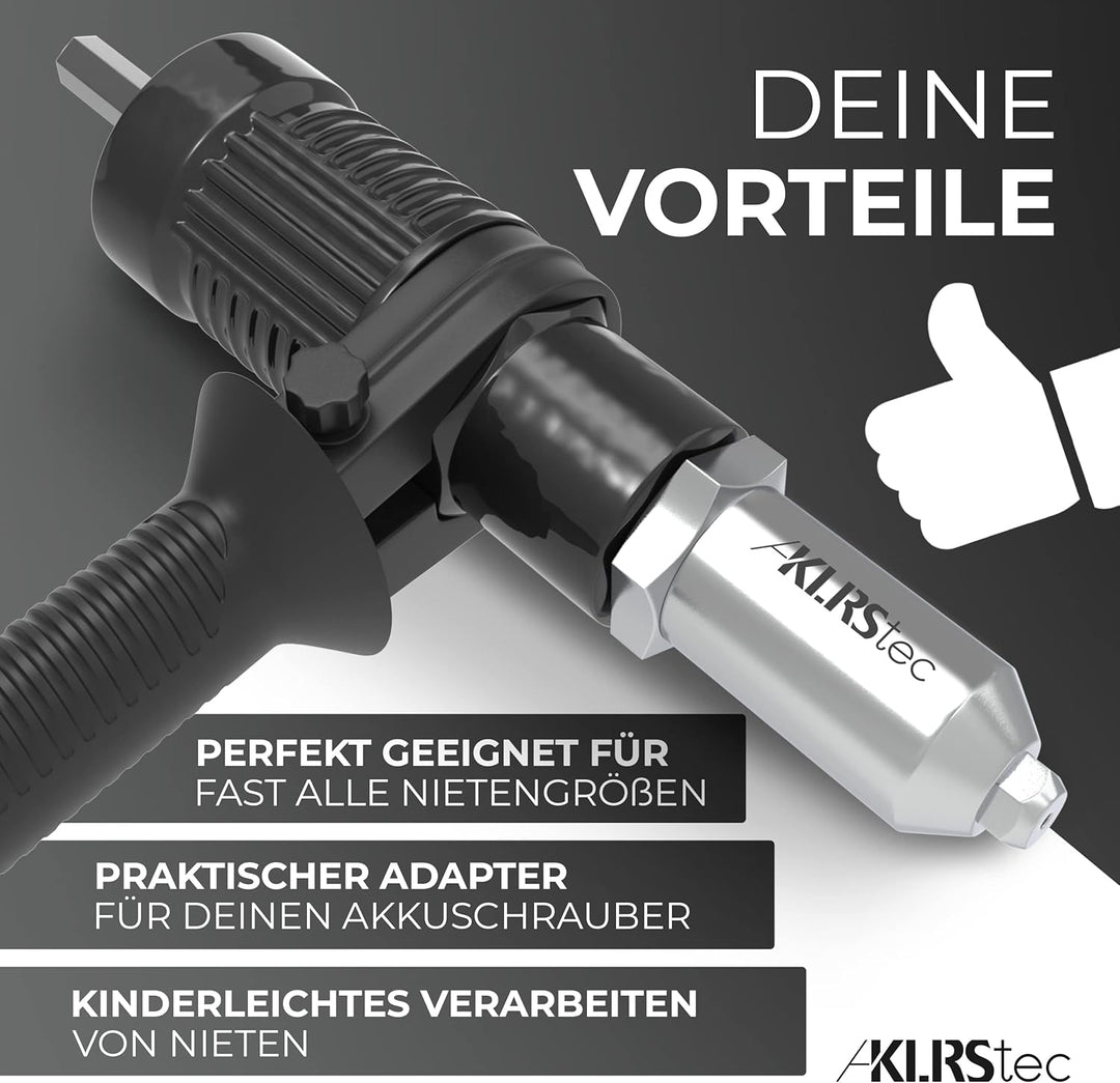 KLRStec® Nietenzangen-Blindnietadapter – Nietaufsatz für Akkuschrauber und