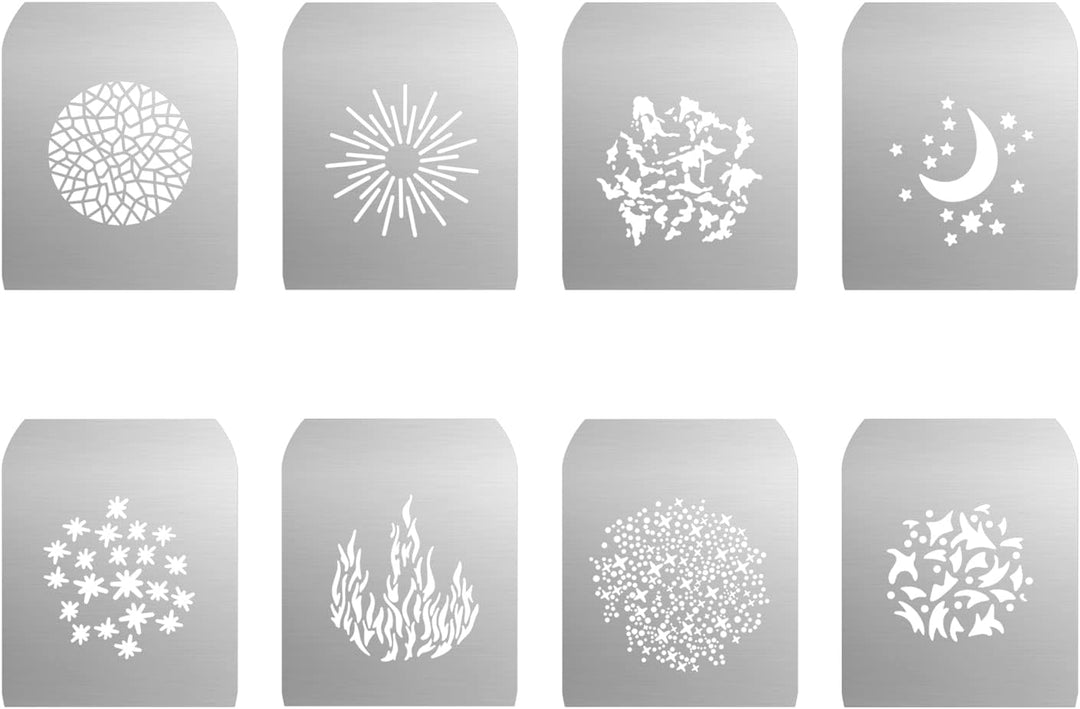 GOBO Sets für Soonpho Aluminiumlegierung Optischer Konische Snoot, 8 x Gobos Grafikkarten Metallplat