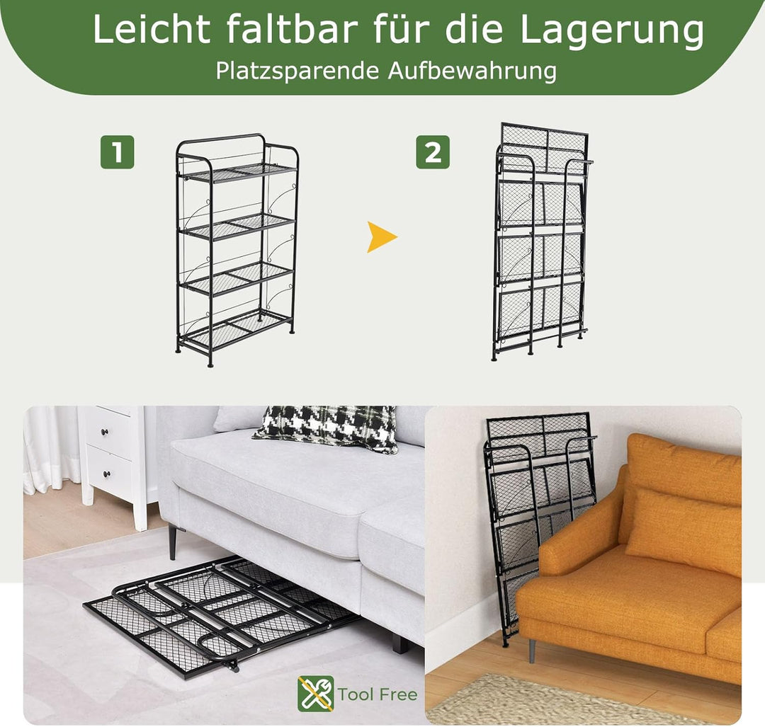 RELAX4LIFE 4-stufiges Pflanzenregal Klappbar, Blumenständer aus Metall, Blumentreppe mit Verstellbar