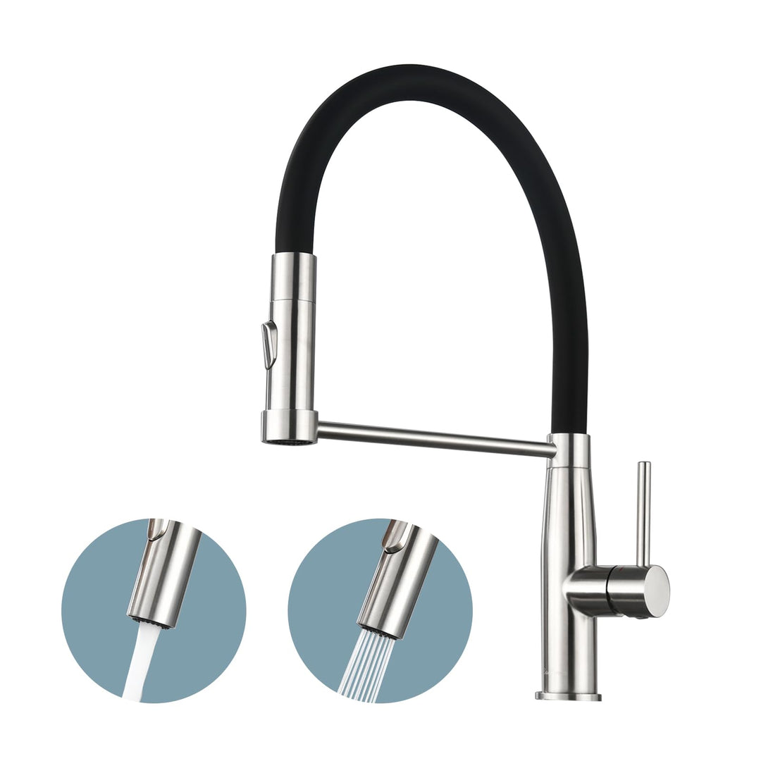 Baollansa Wasserhahn Küche Gebürstet, küchenarmatur mit flexibler auslauf, silikonschlauch armatur k