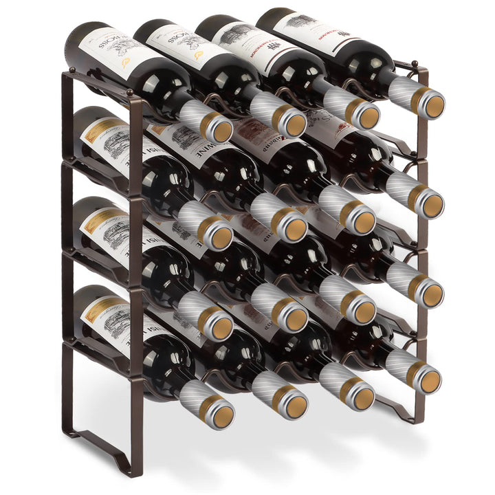 Weinregal Metall stapelbar flaschenregal für 16 Flaschen für Keller, bar und lagerraum, stabiles mod